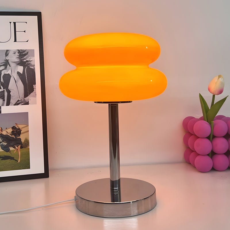 Modern USB Glass Burger Table Lamp with Warm Light