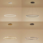 Modern Black LED Ring Chandelier - Aluminum Ceiling Light