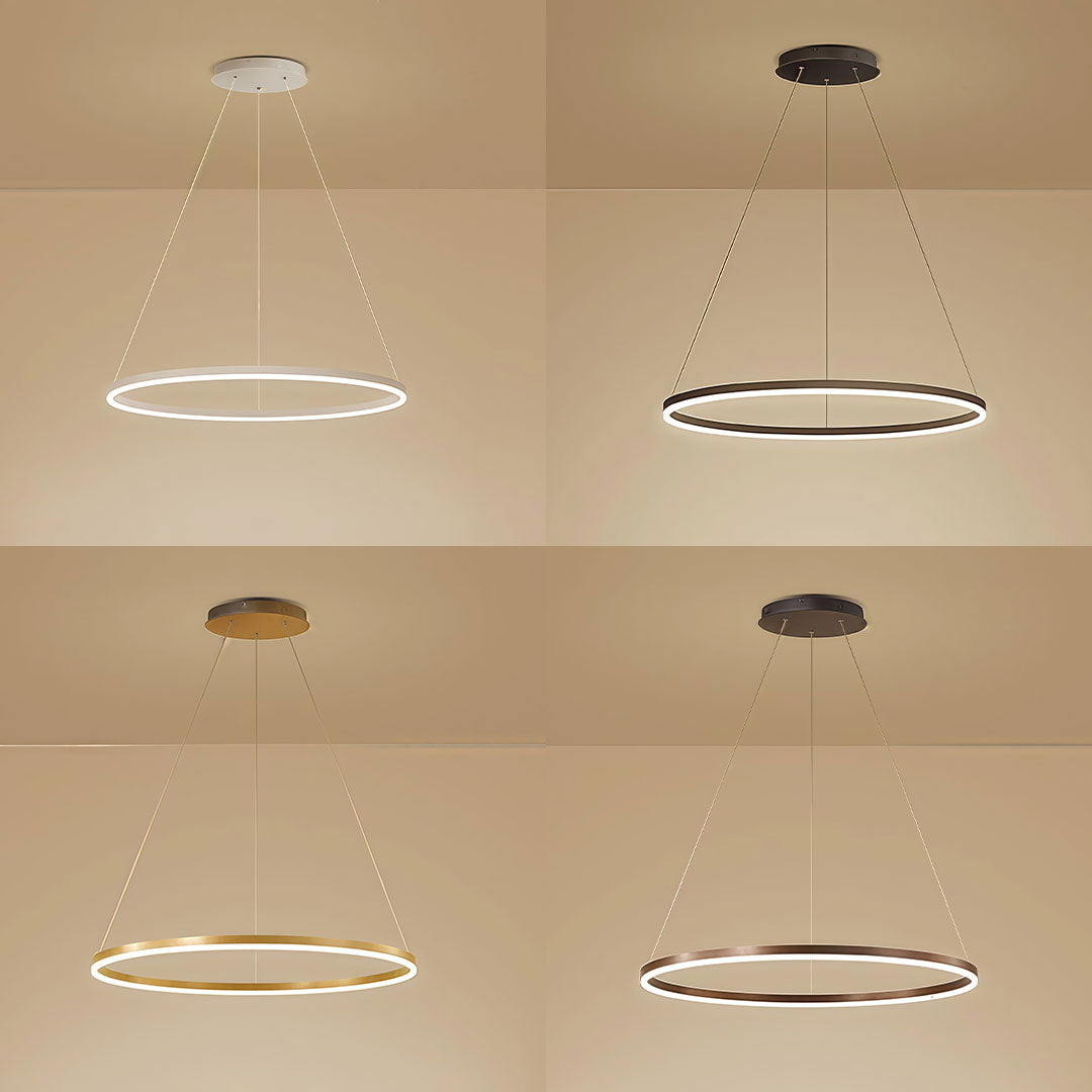 Modern Black LED Ring Chandelier - Aluminum Ceiling Light