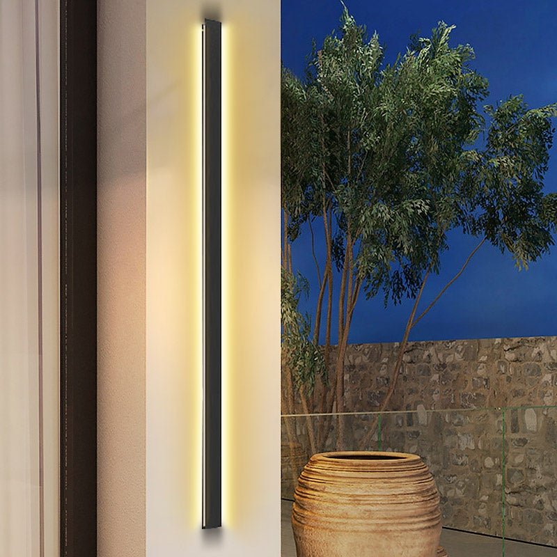 Modern LED Linear Wall Light - Long Black Outdoor Fixture