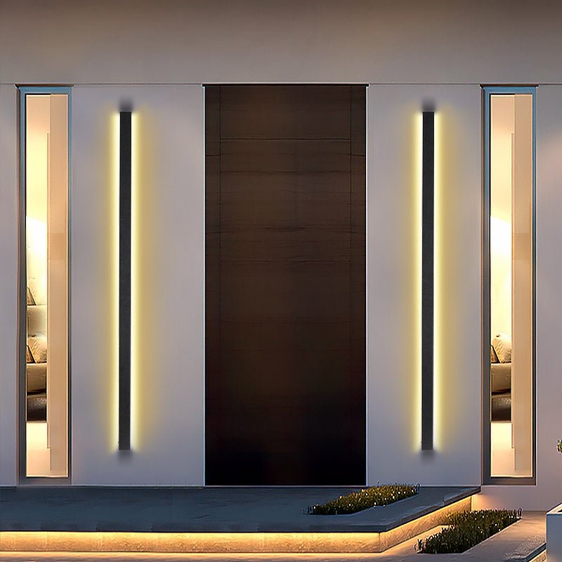 Modern LED Linear Wall Light - Long Black Outdoor Fixture