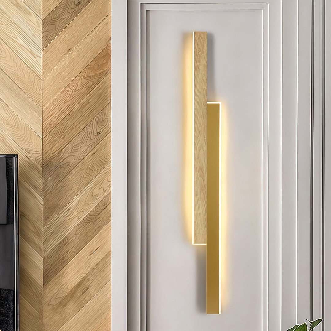 Nordic Minimalist Gold Iron Linear LED Wall Lamp with White Acrylic Shade