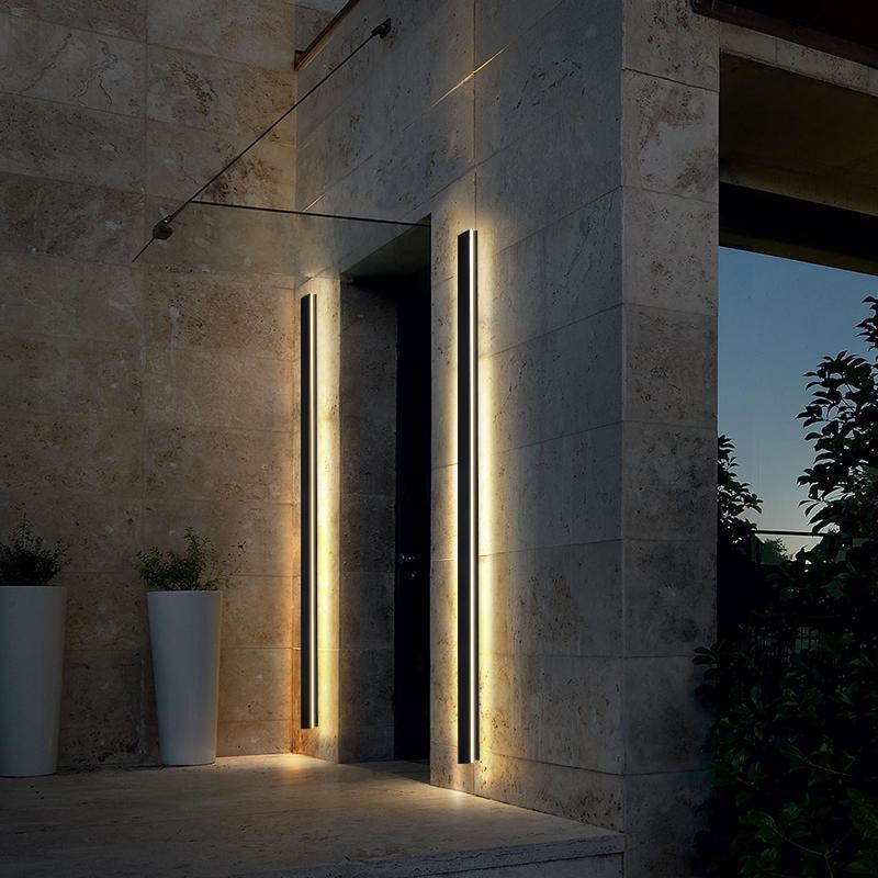 Minimalist Black LED Linear Outdoor Wall Sconce