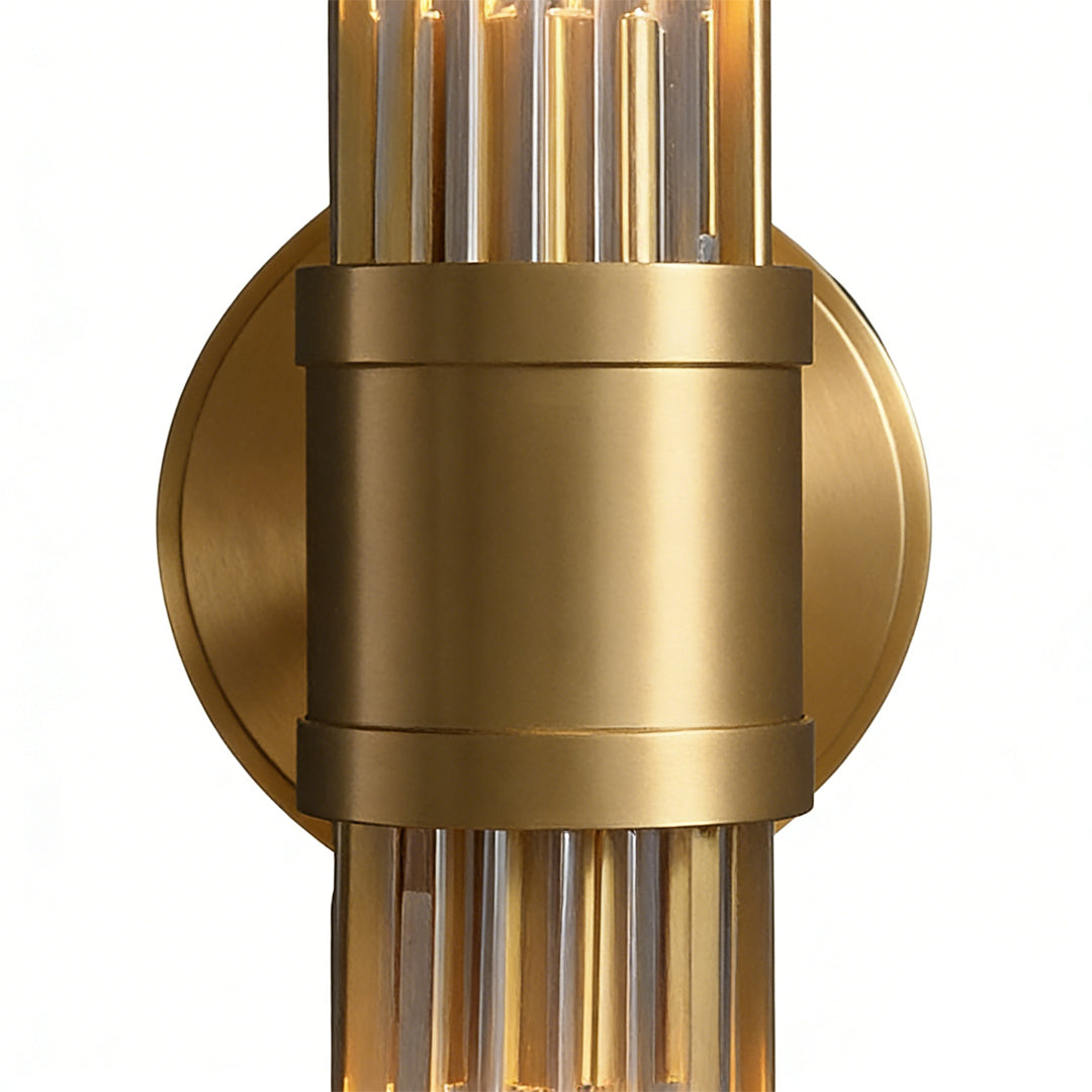 Contemporary Chrome and Gold Wall Sconce with Clear Glass Cylinder Shade