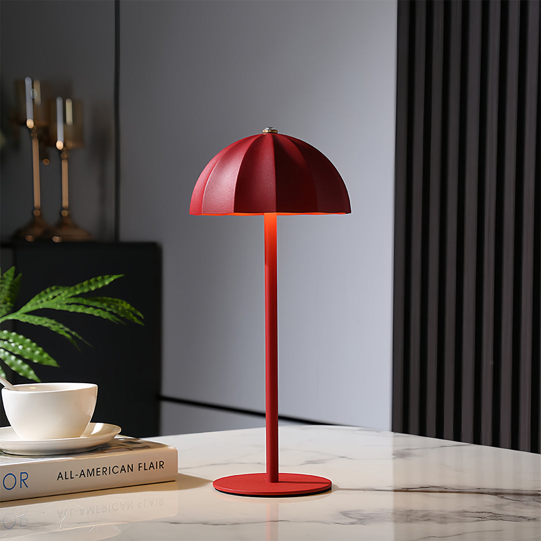 Minimalist Cordless Rechargeable Metal Mushroom Table Lamp