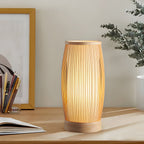 Handwoven Japanese Bamboo LED Table Lamp - Vintage Style