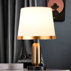 Modern Gold and White Iron Table Lamp with Fabric Shade
