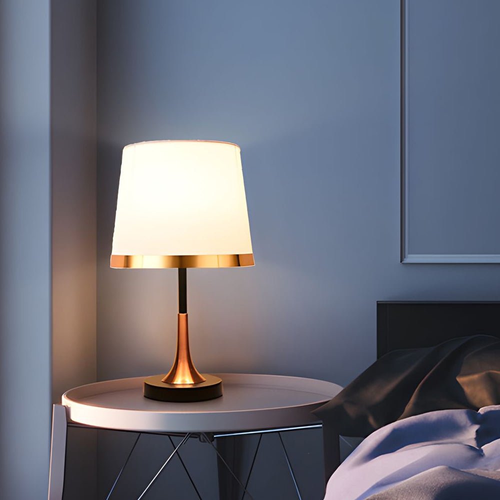 Modern Gold and White Iron Table Lamp with Fabric Shade
