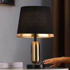 Modern Gold and White Iron Table Lamp with Fabric Shade
