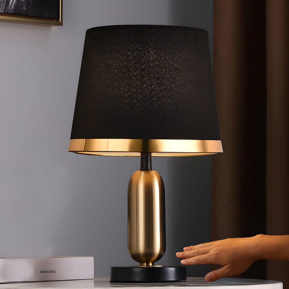 Modern Gold and White Iron Table Lamp with Fabric Shade