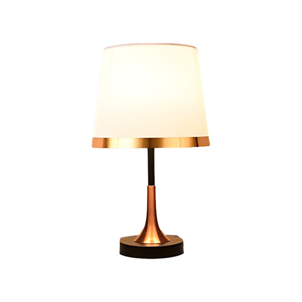 Modern Gold and White Iron Table Lamp with Fabric Shade