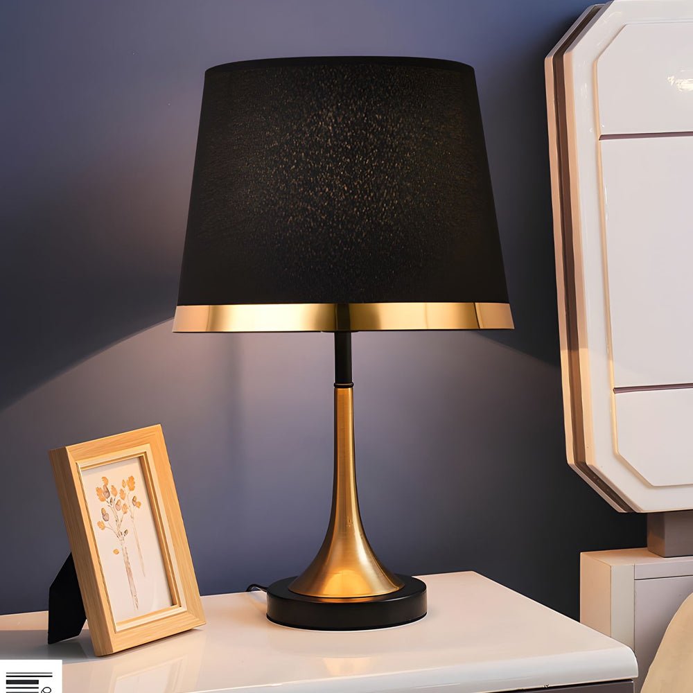 Modern Gold and White Iron Table Lamp with Fabric Shade