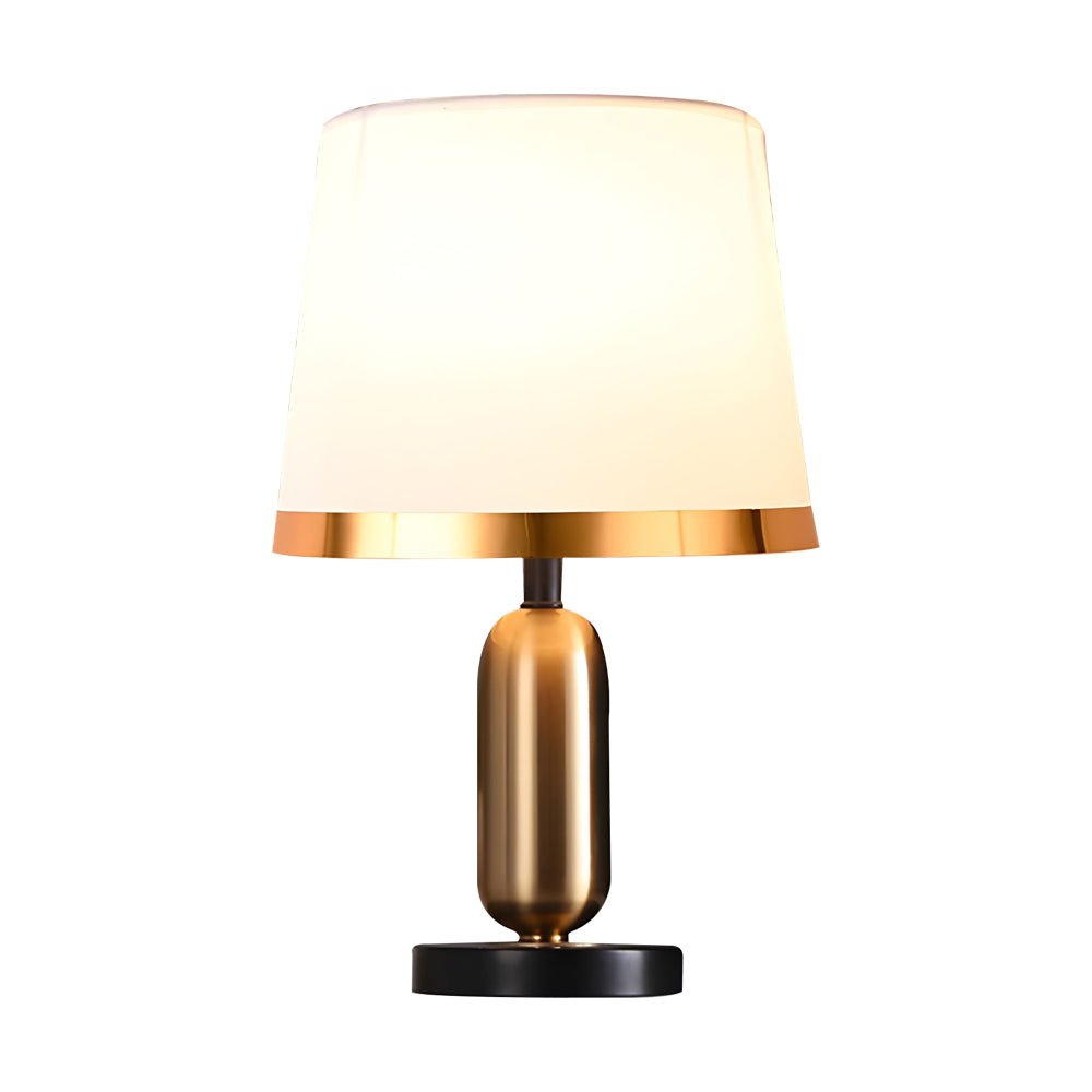 Modern Gold and White Iron Table Lamp with Fabric Shade