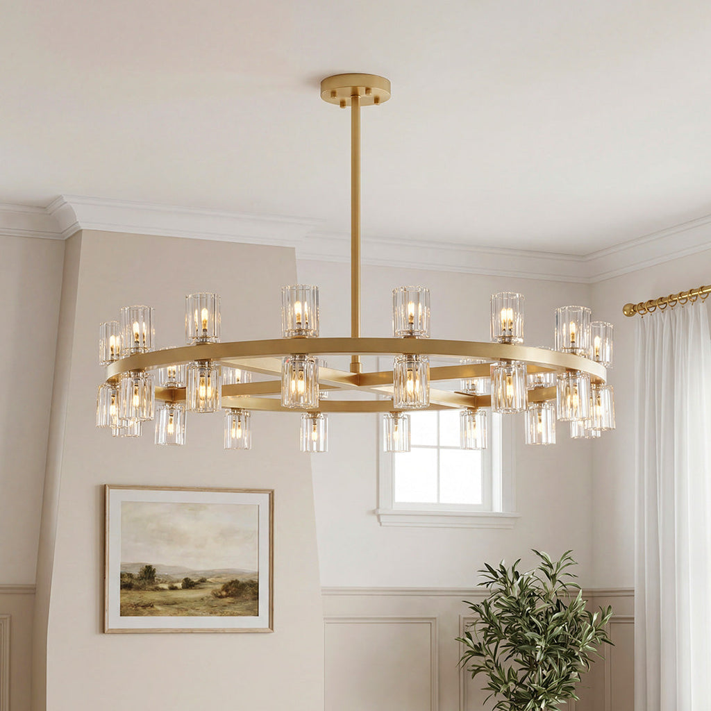 Premium Crystal Chandelier with Copper Ceiling Fixture