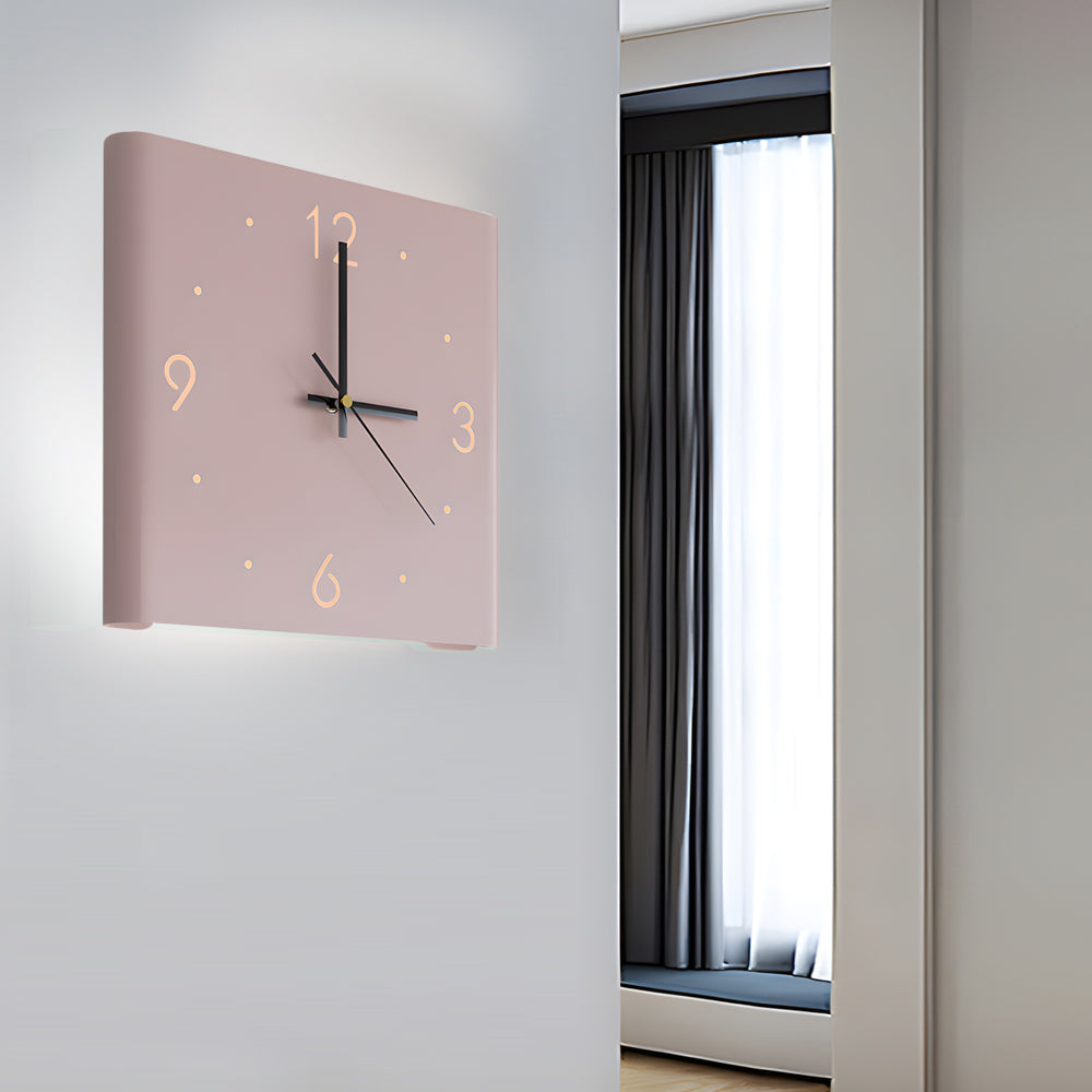 Modern Square Backlit Metal Wall Clock Lamp