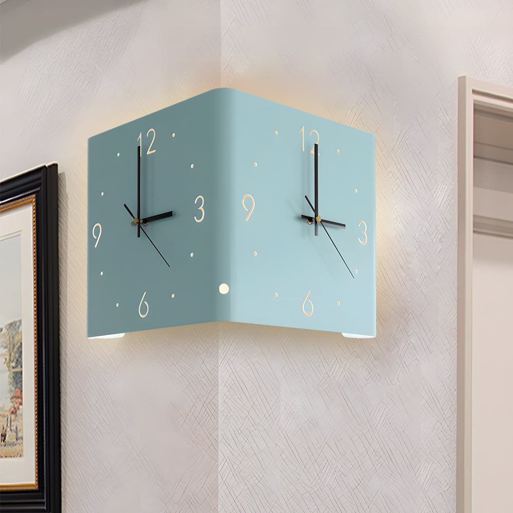 Modern Square Backlit Metal Wall Clock Lamp