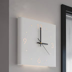 Modern Square Backlit Metal Wall Clock Lamp