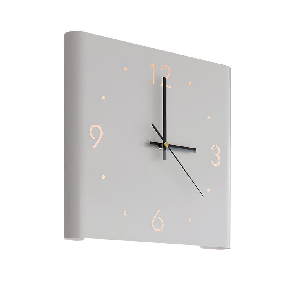 Modern Square Backlit Metal Wall Clock Lamp