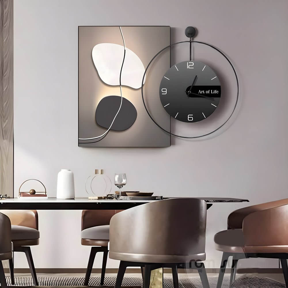Modern Geometric Silent Wall Clock with Light
