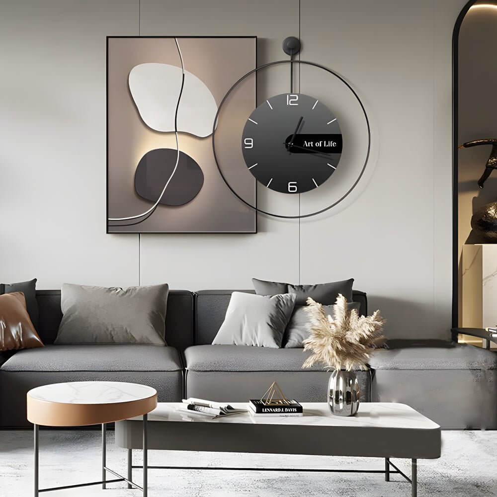 Modern Geometric Silent Wall Clock with Light