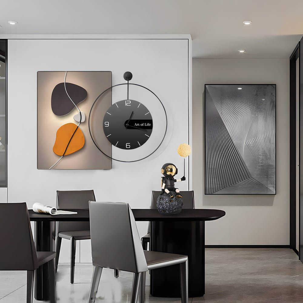 Modern Geometric Silent Wall Clock with Light