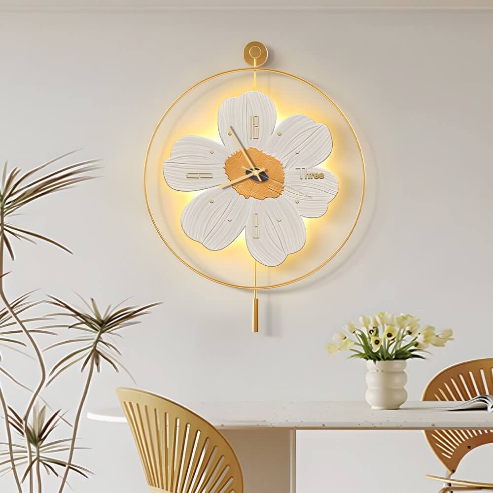 Floral LED Wall Clock with Remote Control