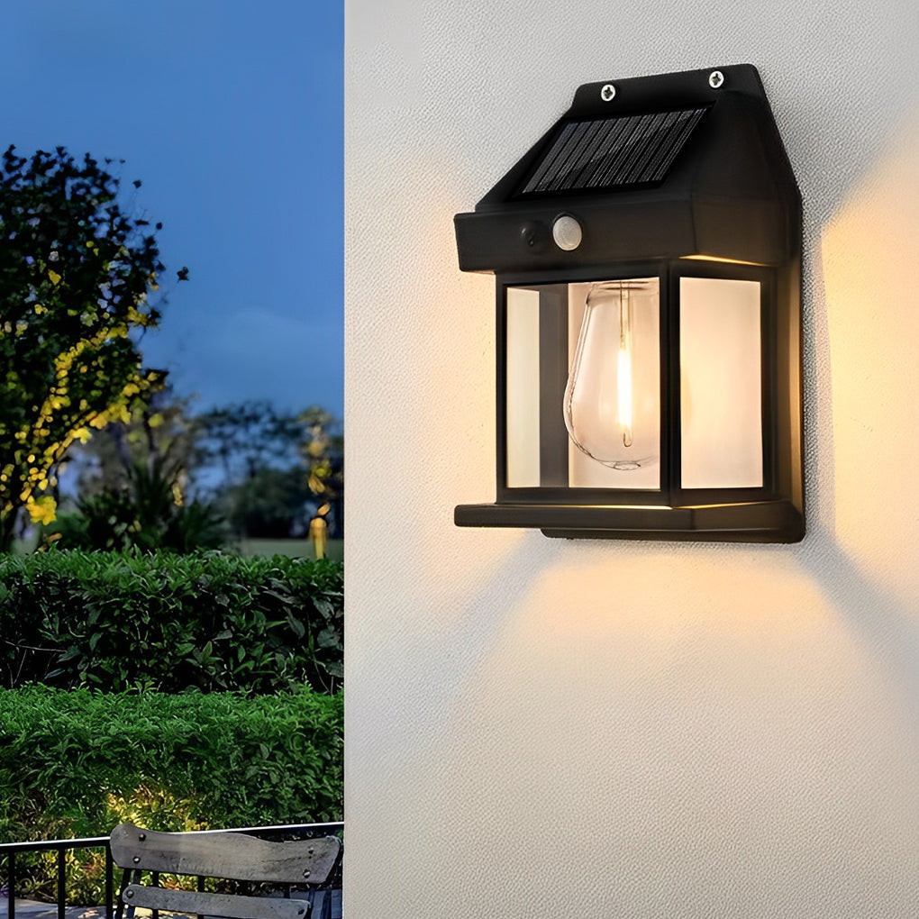 Premium Wall-Mounted Solar Lantern with Motion Sensor and Tungsten Bulb