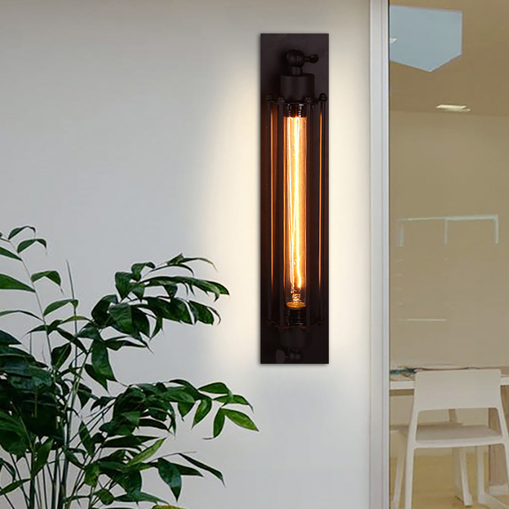 Black Iron Vintage Industrial Wall Sconce - Linear Design