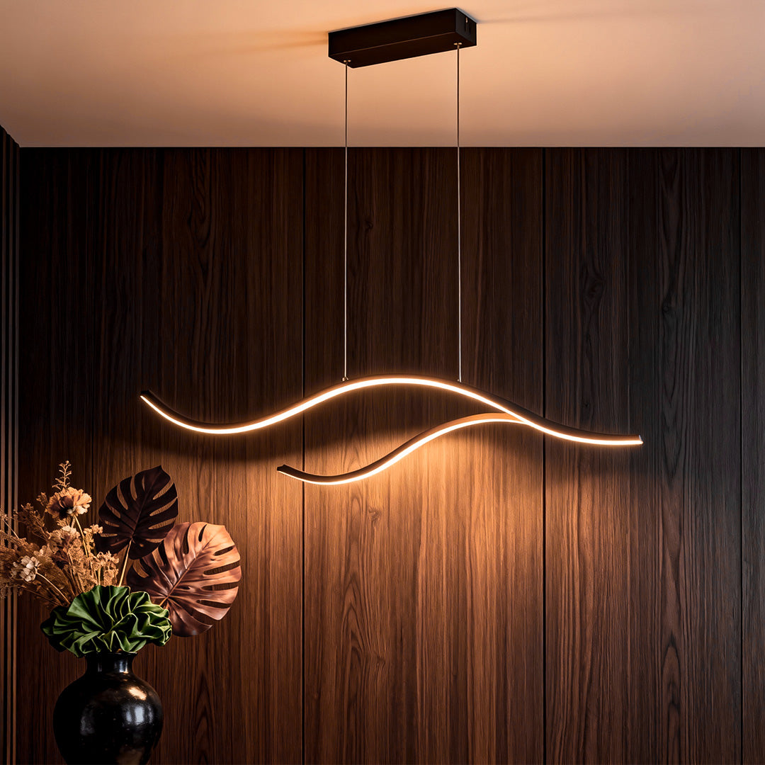 Wavy Curved LED Pendant Light - Modern Metal Ceiling Fixture