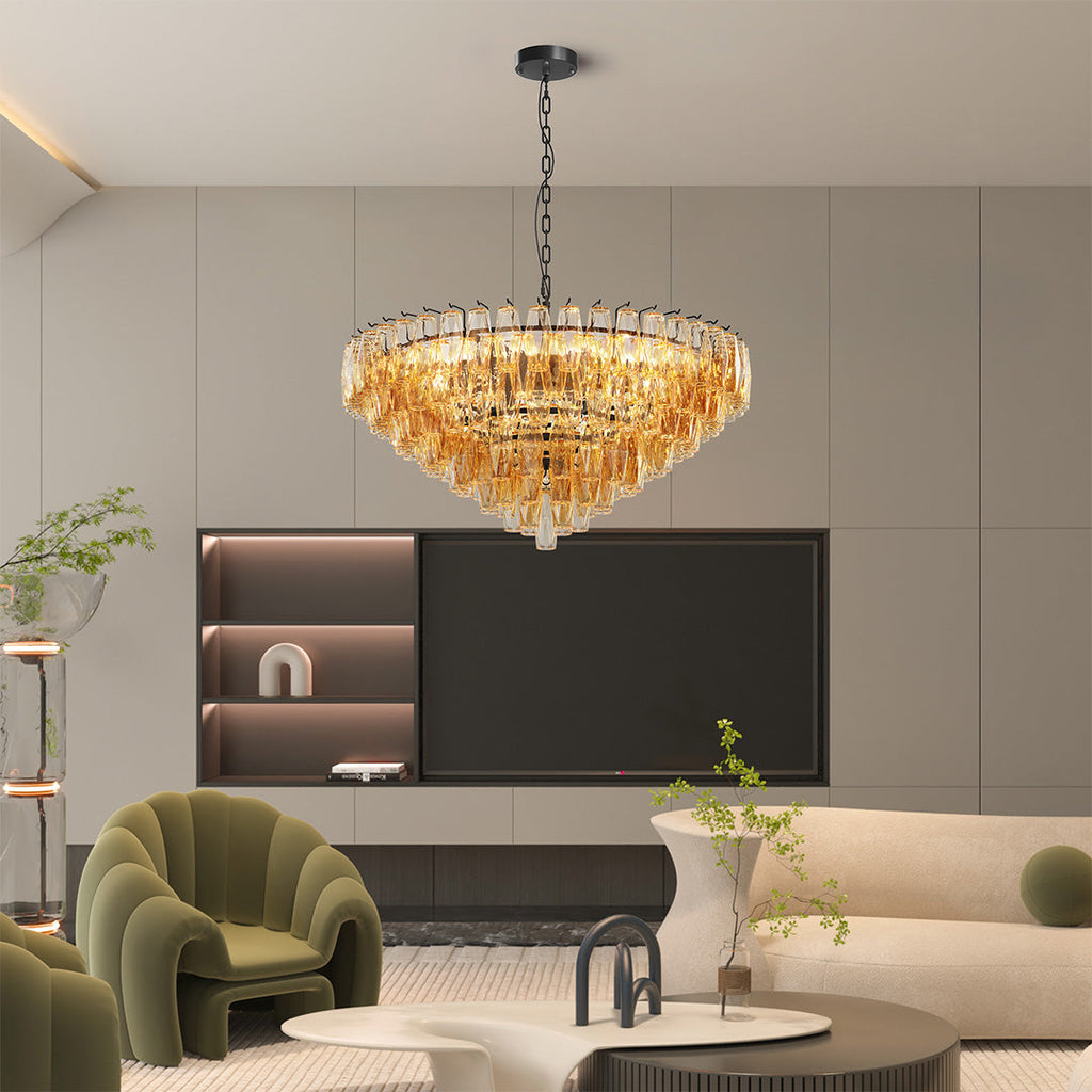 Luxury Multi-Head Glass Pendant Chandelier for Elegant Ceilings