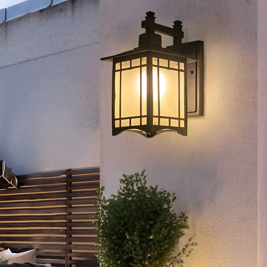 Retro LED Lantern Wall Sconce - Die-Cast Aluminum & Glass