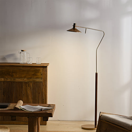 Adjustable Vintage Gold Industrial Floor Lamp - Tall Mid-Century Design