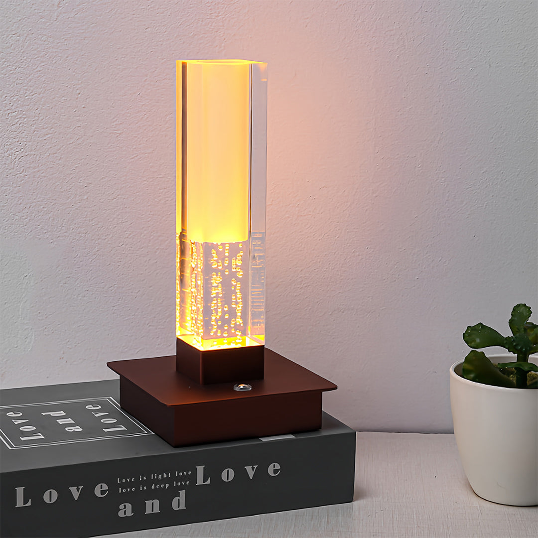 Modern Cordless LED Square Table Lamp - Dimmable Bubble Design