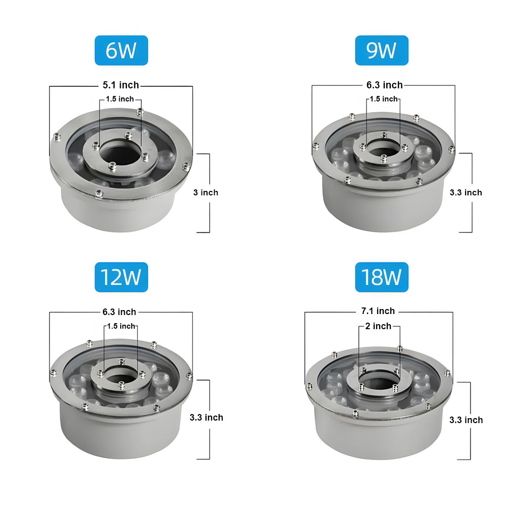 Premium Waterproof LED Stainless Steel Water Fountain Light