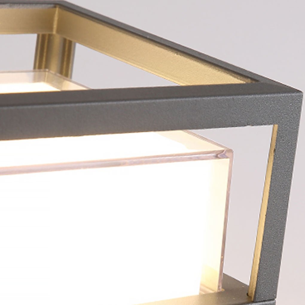 Double-Layered Square Outdoor Pillar Light