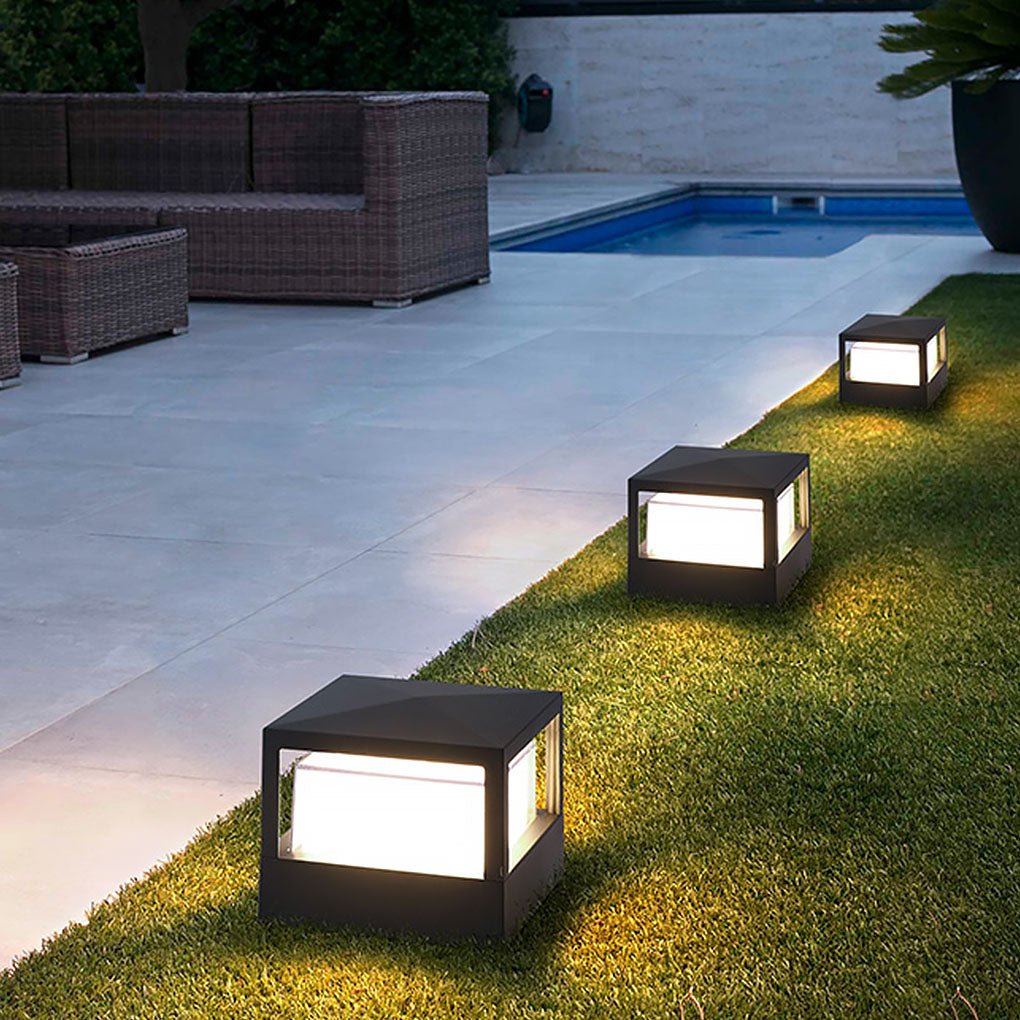 Double-Layered Square Outdoor Pillar Light