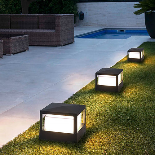 Double-Layer Square Pillar Outdoor Lamp - Light-Blocking Design