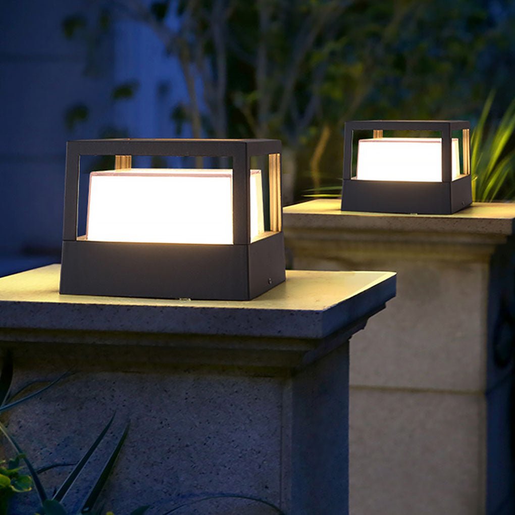 Double-Layered Square Outdoor Pillar Light