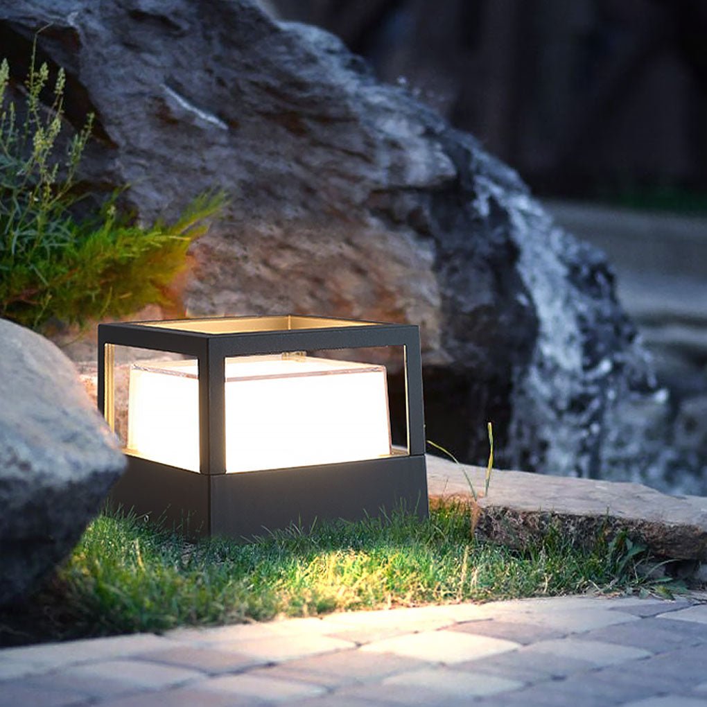 Double-Layer Square Pillar Outdoor Lamp - Light-Blocking Design