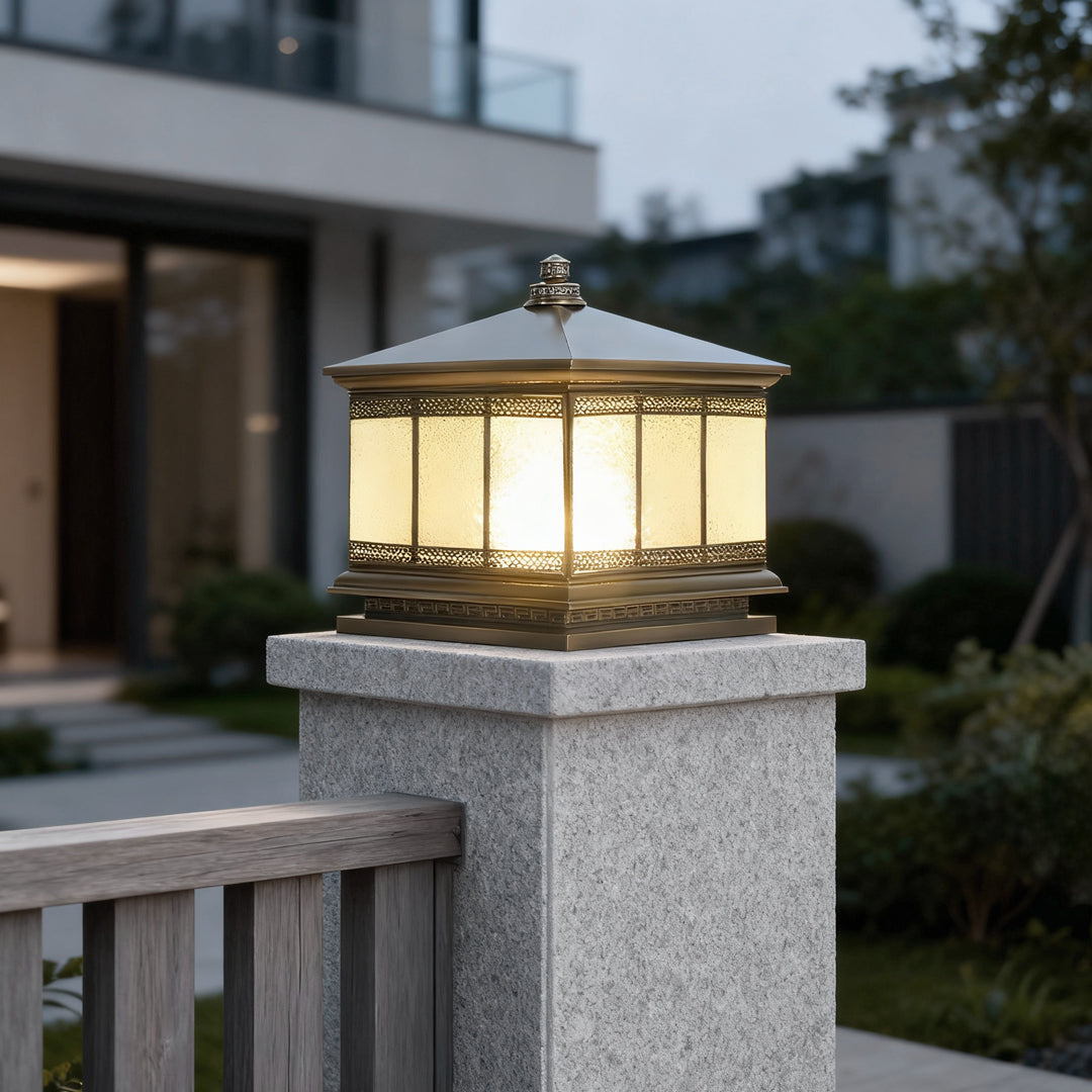 Premium Retro Copper Solar Pillar Lights - Waterproof Outdoor Fence Lamps