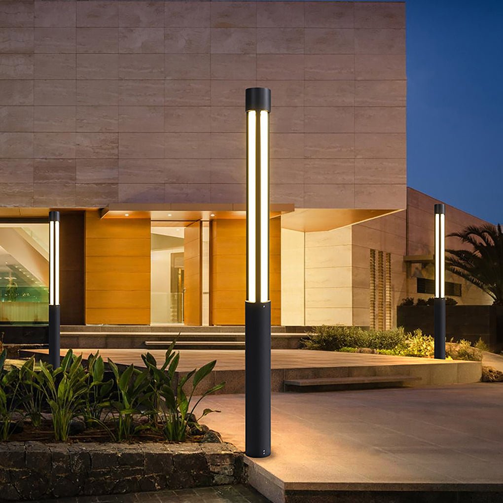 Modern Cylindrical LED Bollard Lights for Residential Landscaping