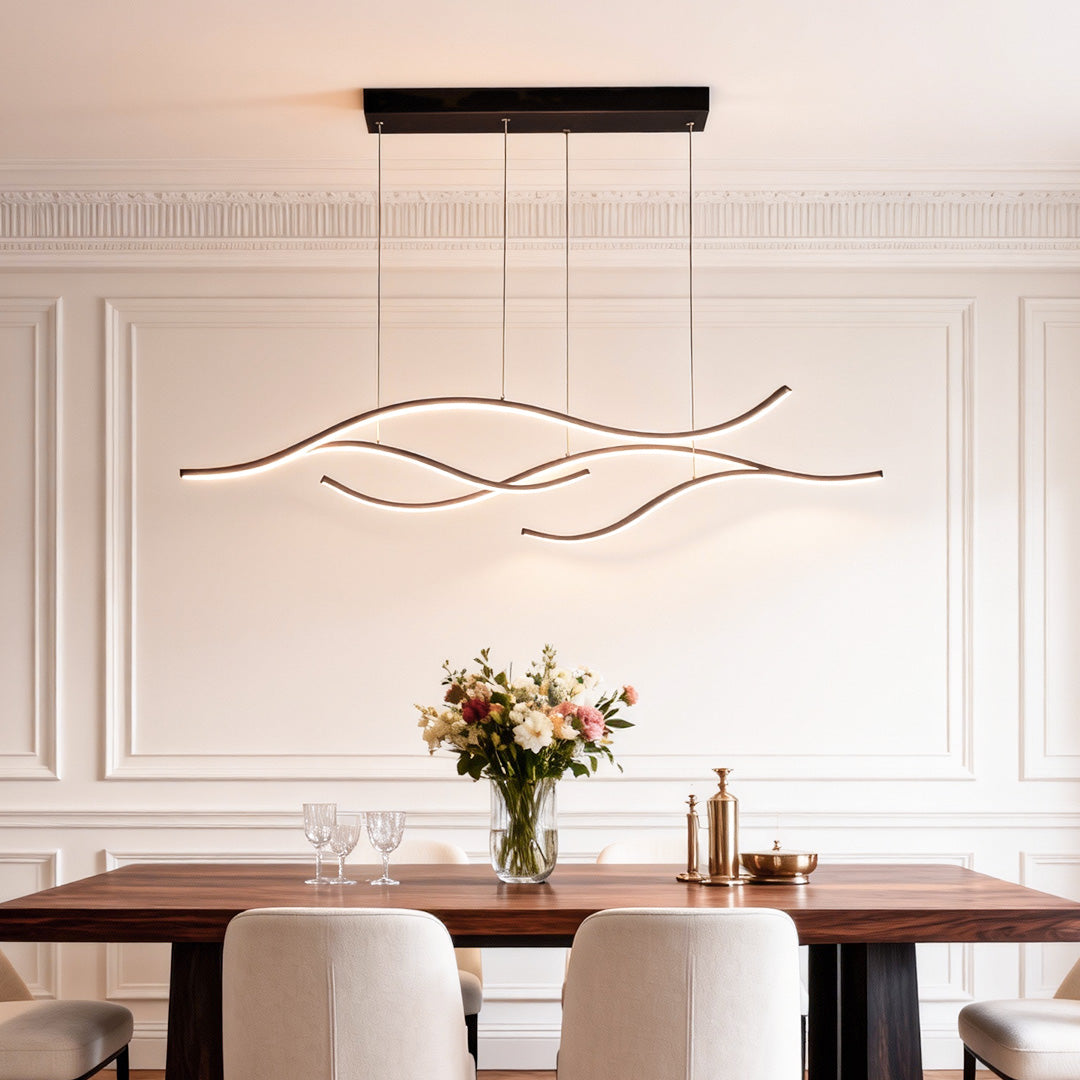 Wavy Curved LED Pendant Light - Modern Metal Ceiling Fixture