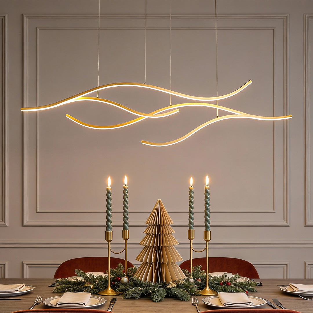 Wavy Curved LED Pendant Light - Modern Metal Ceiling Fixture