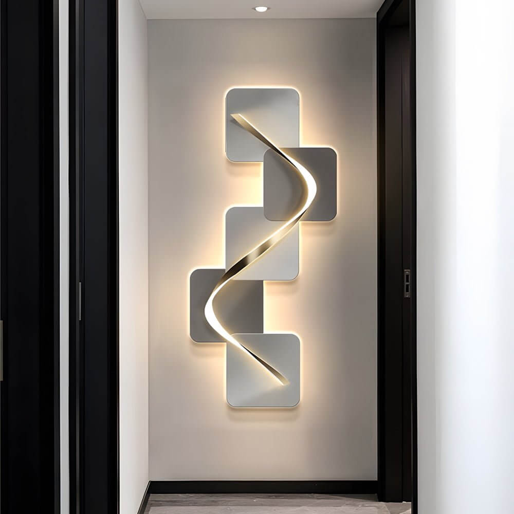 Geometric Wave Pattern LED Wall Sconce - Decorative Lighting