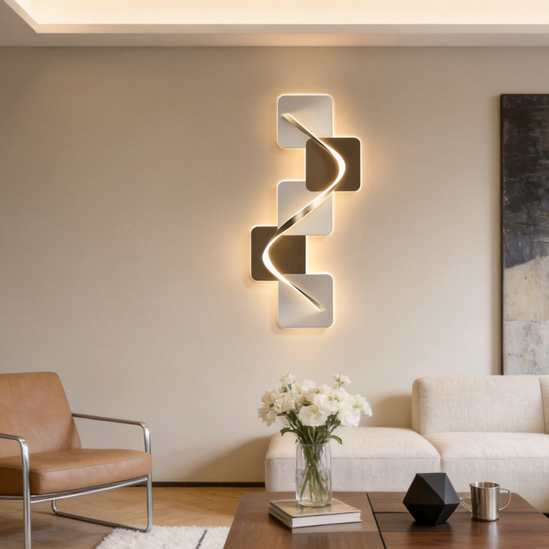 Geometric Wave Pattern LED Wall Sconce - Decorative Lighting