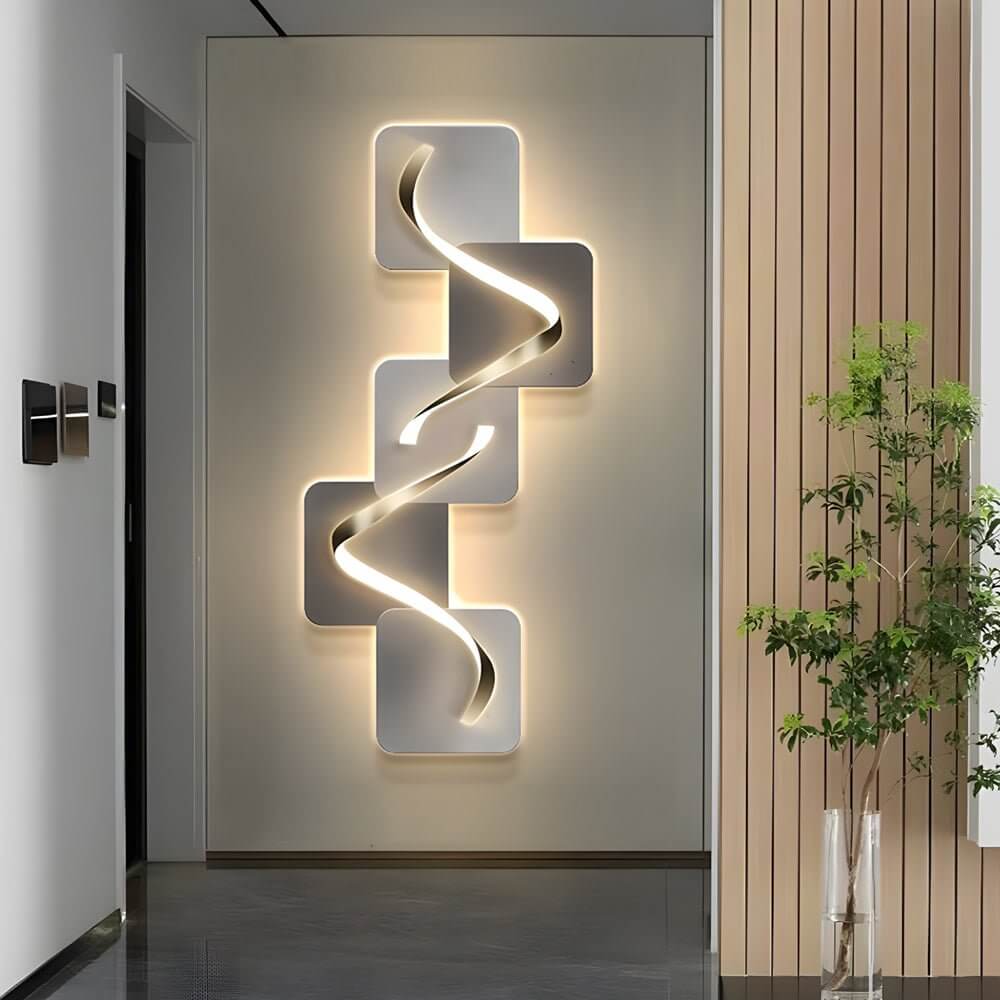 Geometric Wave Pattern LED Wall Sconce - Decorative Lighting