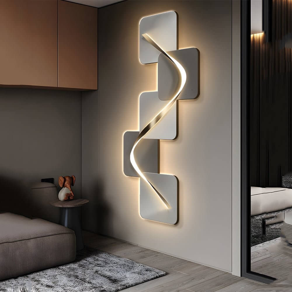 Geometric Wave Pattern LED Wall Sconce - Decorative Lighting