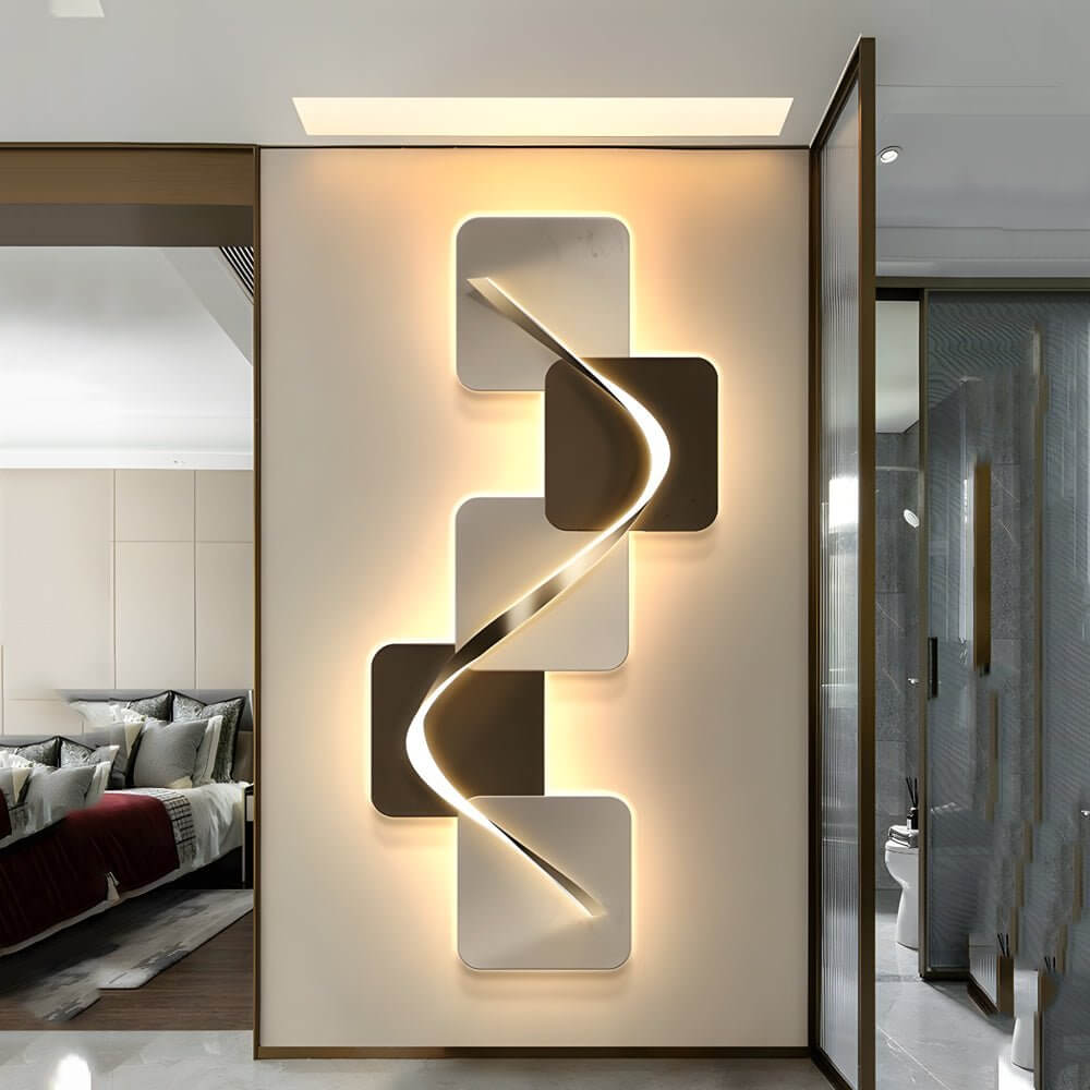 Geometric Wave Pattern LED Wall Sconce - Decorative Lighting