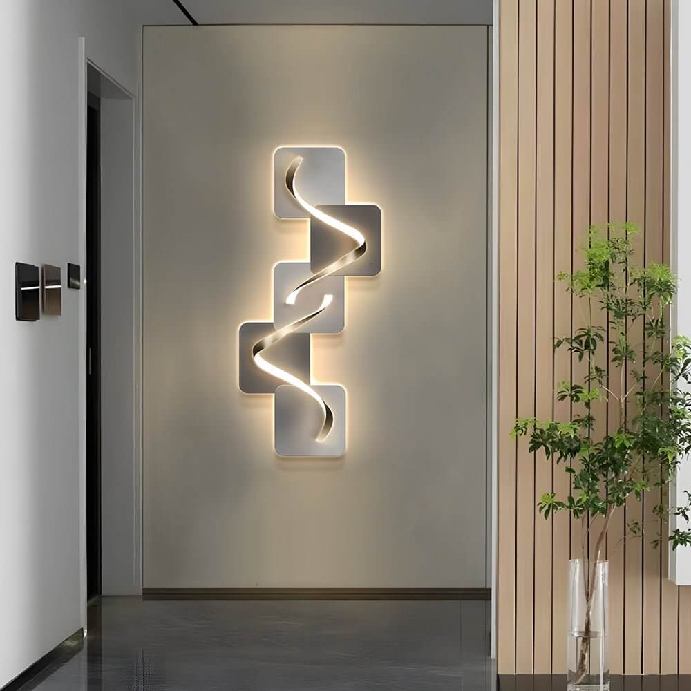 Geometric Wave Pattern LED Wall Sconce - Decorative Lighting