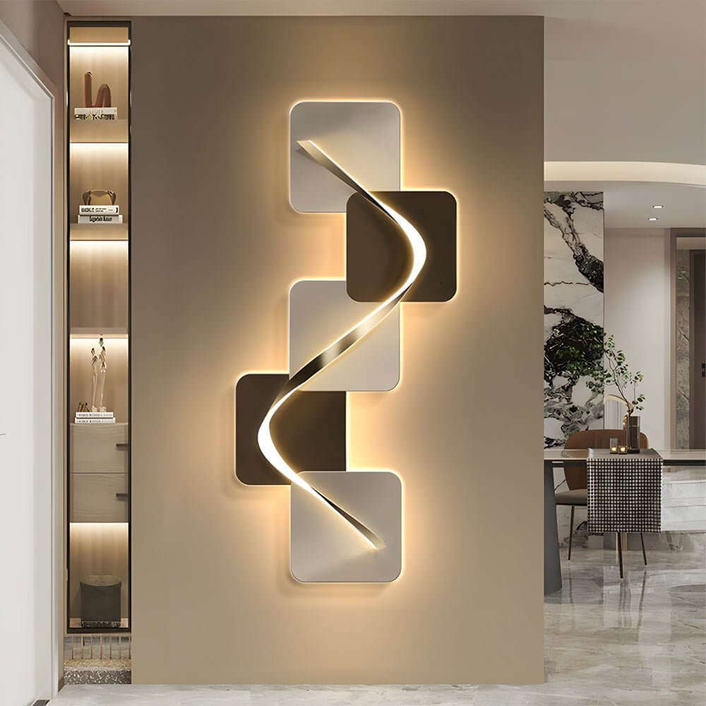 Geometric Wave Pattern LED Wall Sconce - Decorative Lighting